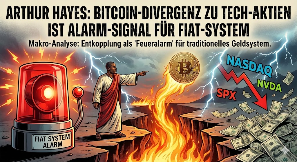 Arthur Hayes: Bitcoin-Divergenz zu Tech-Aktien ist Alarm-Signal für Fiat-System