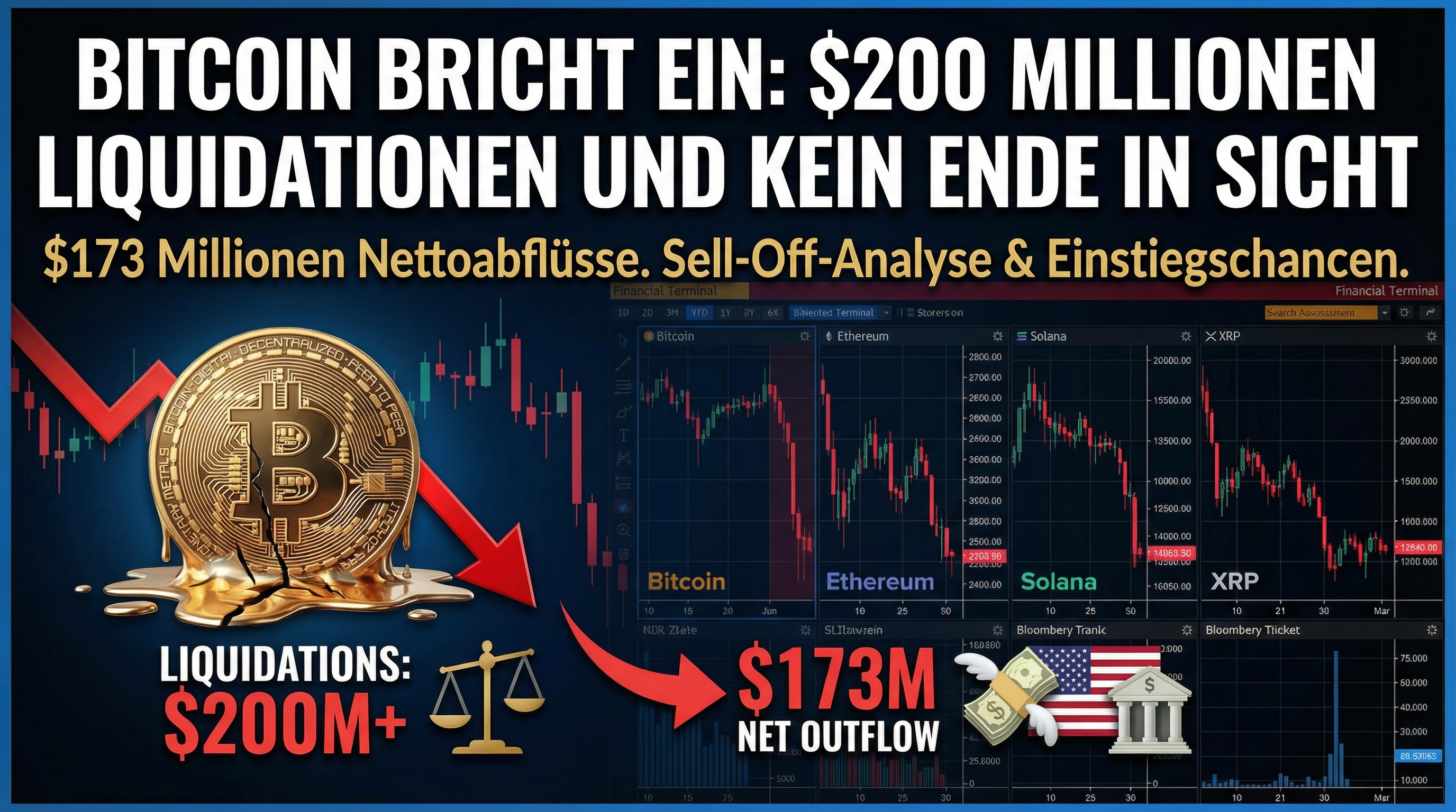 Bitcoin bricht ein: $200 Millionen Liquidationen und kein Ende in Sicht