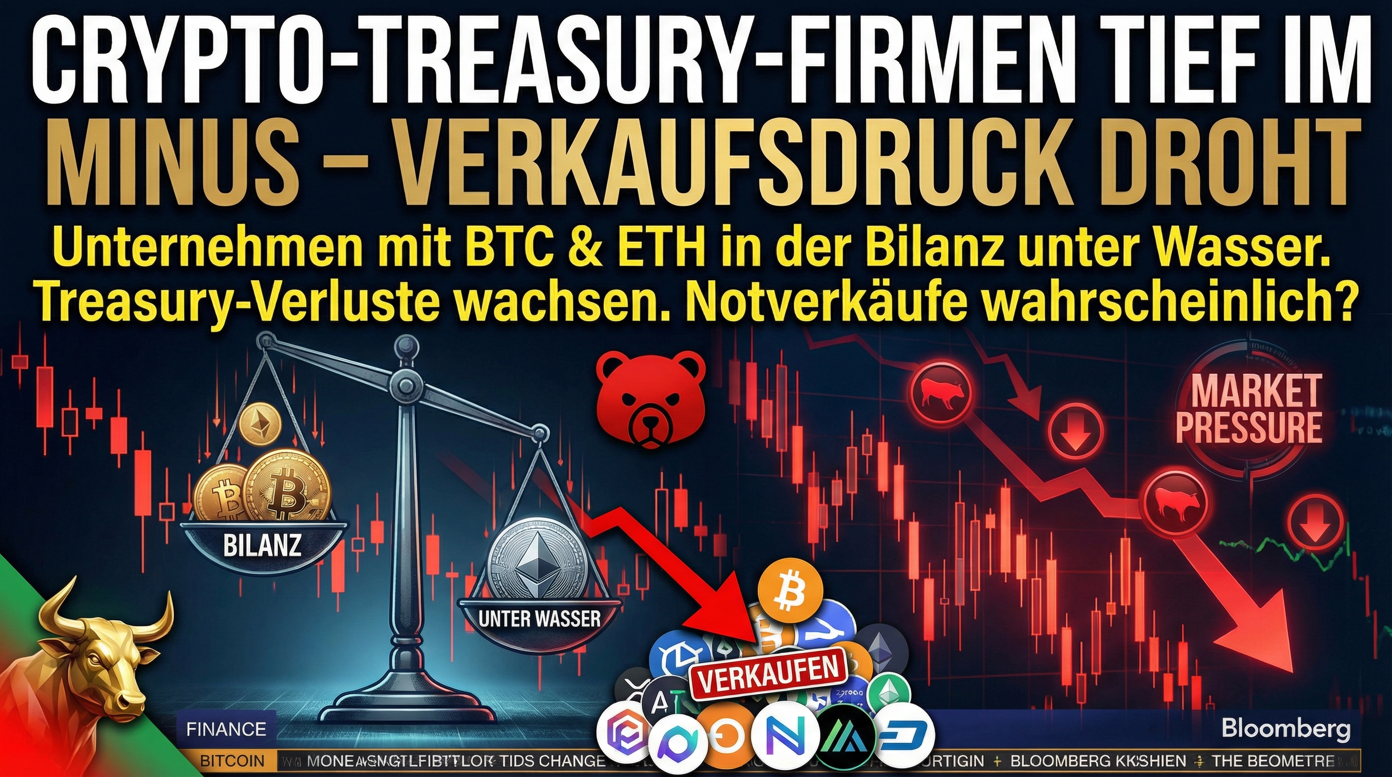 Crypto-Treasury-Firmen tief im Minus – Verkaufsdruck droht