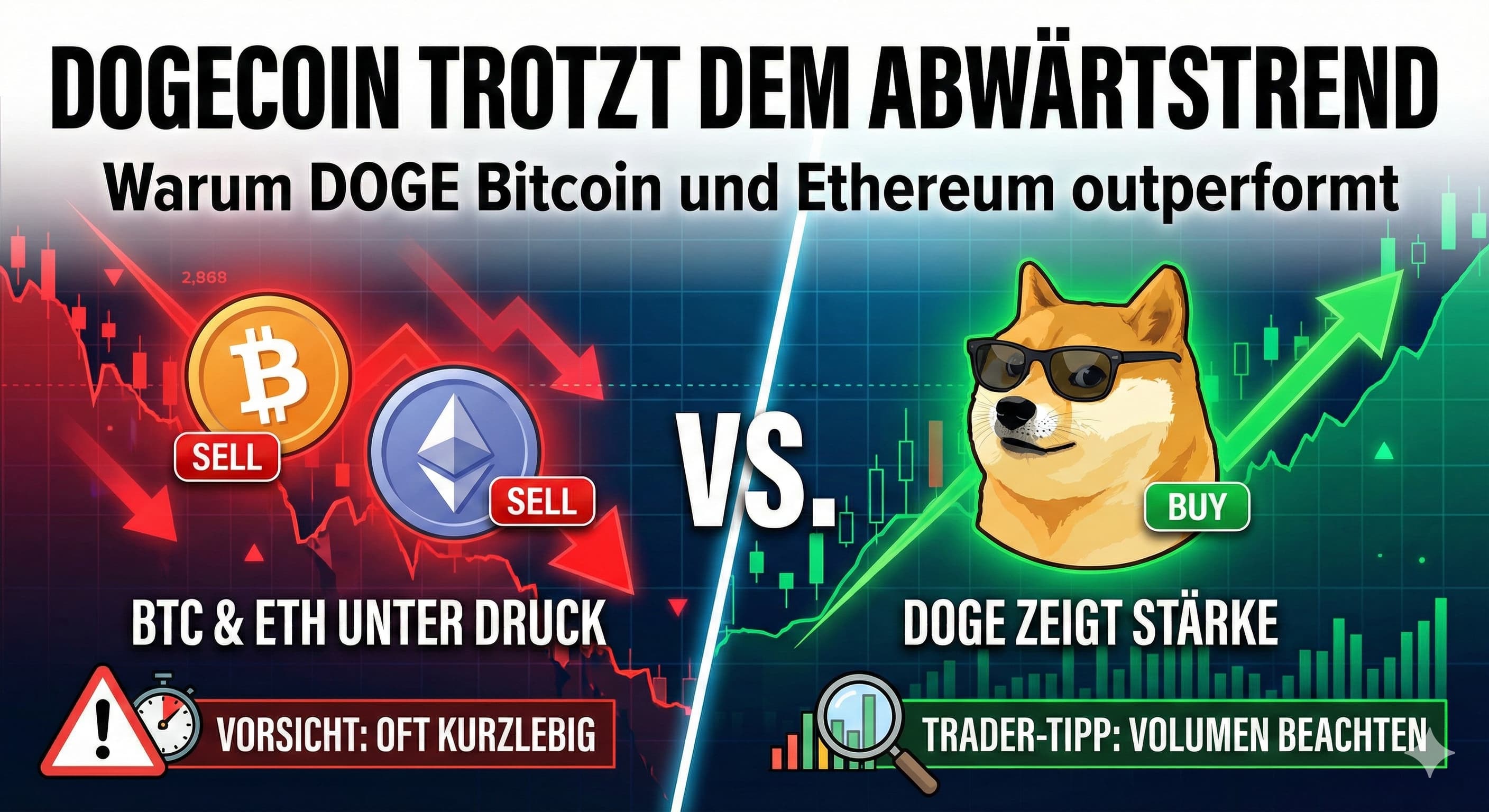 Dogecoin trotzt dem Abwärtstrend – Warum DOGE Bitcoin und Ethereum outperformt