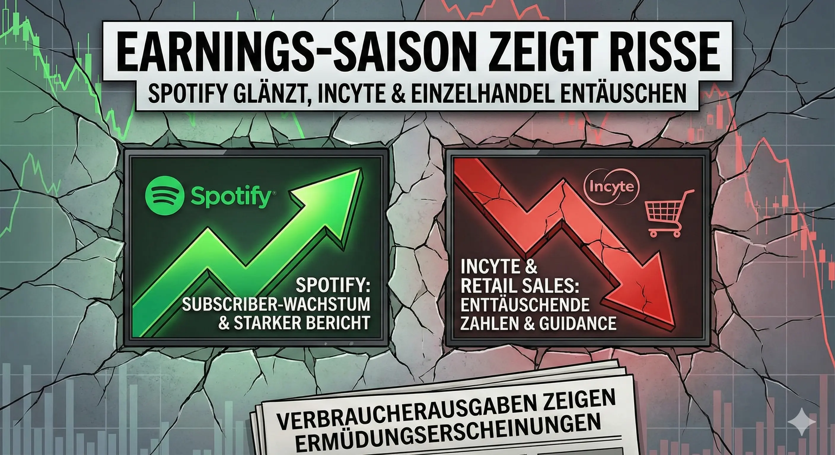 Earnings-Saison zeigt Risse: Spotify glänzt, Incyte und Einzelhandelszahlen enttäuschen