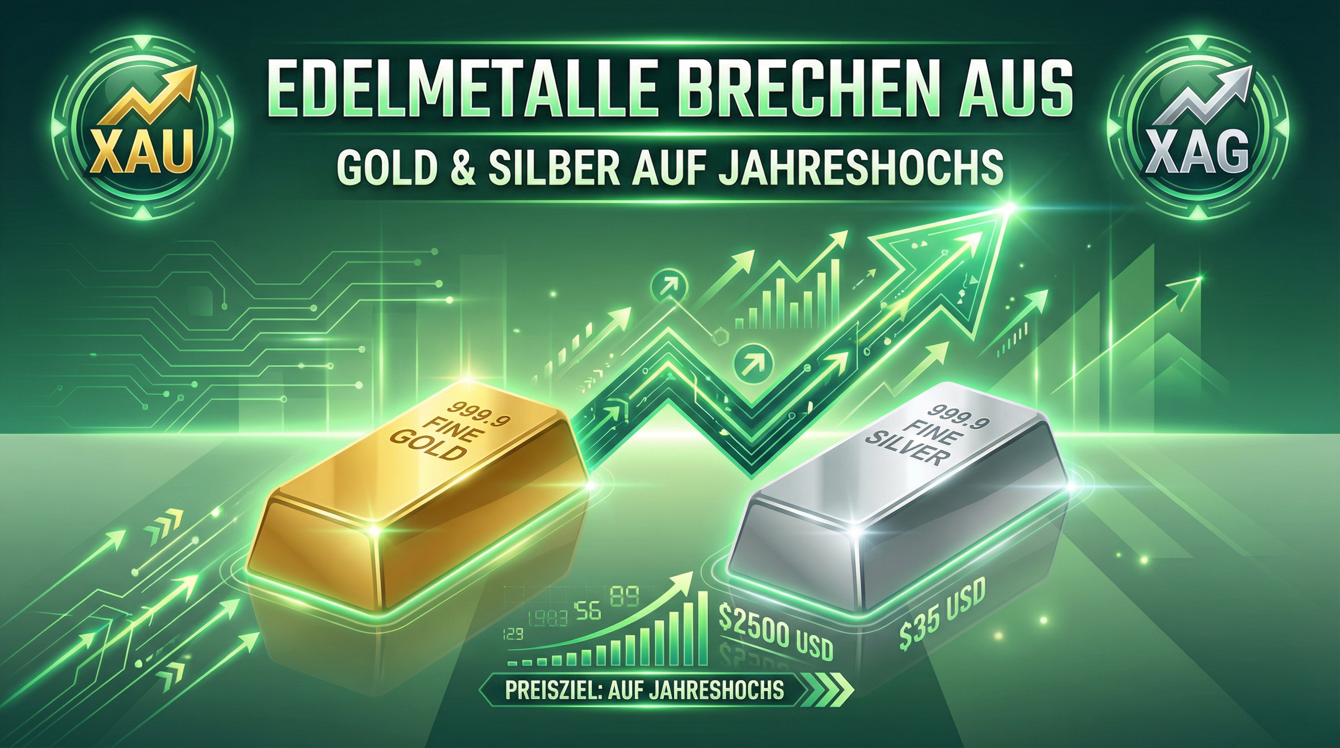Edelmetalle brechen aus – Gold und Silber steuern auf neue Jahreshochs zu