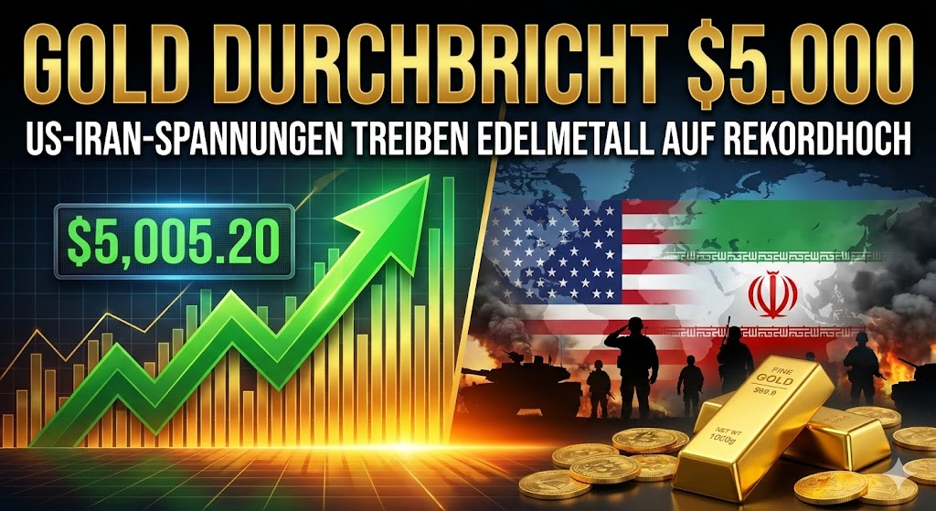 Gold durchbricht $5.000: US-Iran-Spannungen treiben Edelmetall auf Rekordhoch