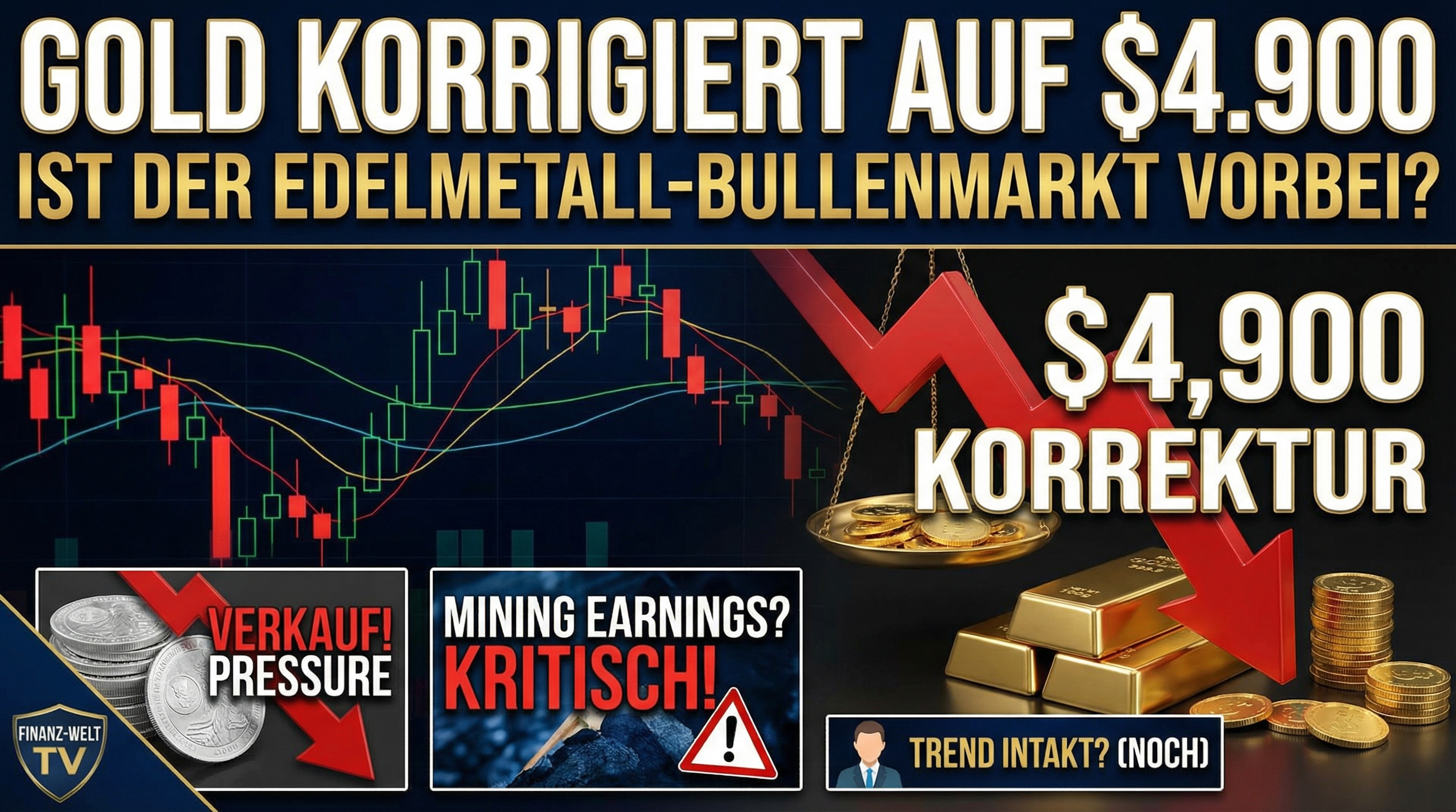 Gold korrigiert auf $4.900: Ist der Edelmetall-Bullenmarkt vorbei?