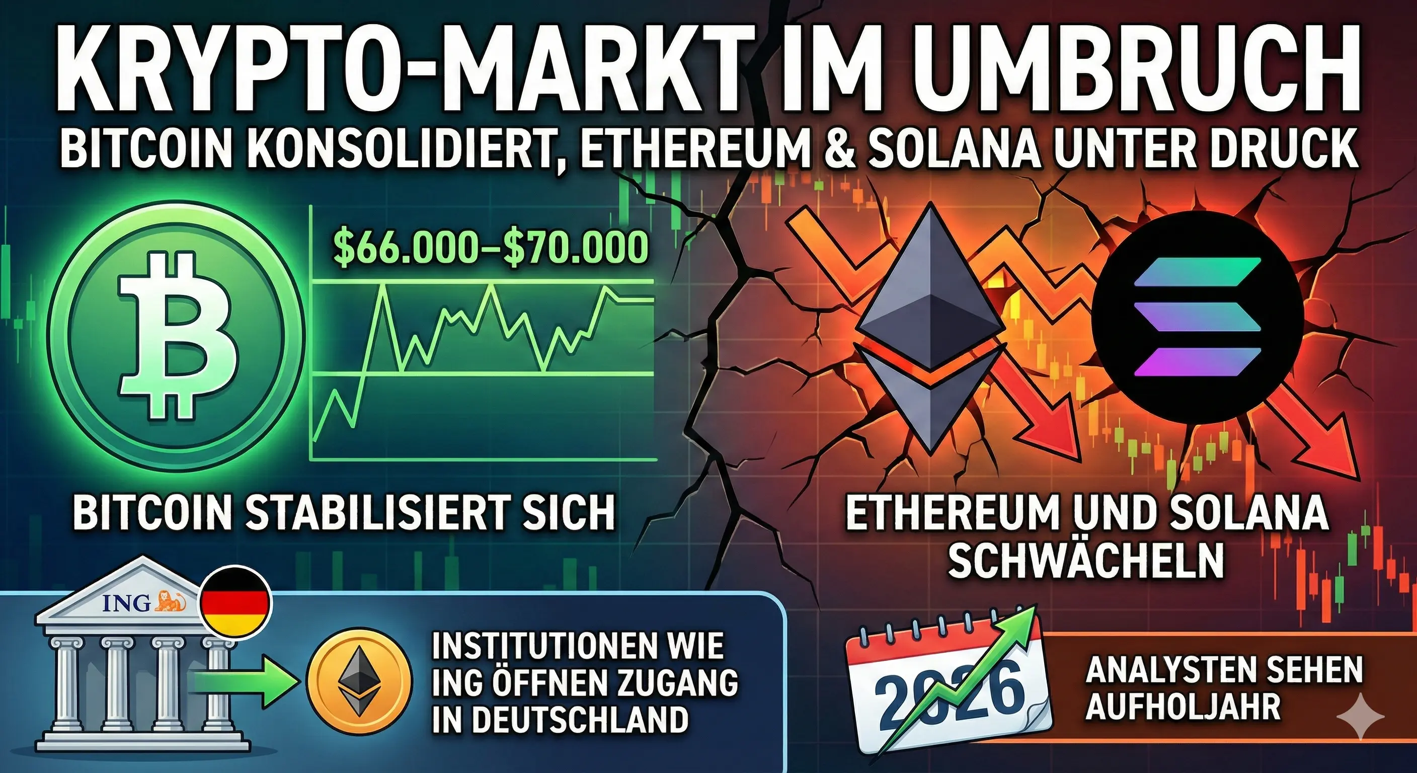 Krypto-Markt im Umbruch: Bitcoin stabilisiert sich, während Ethereum und Solana schwächeln