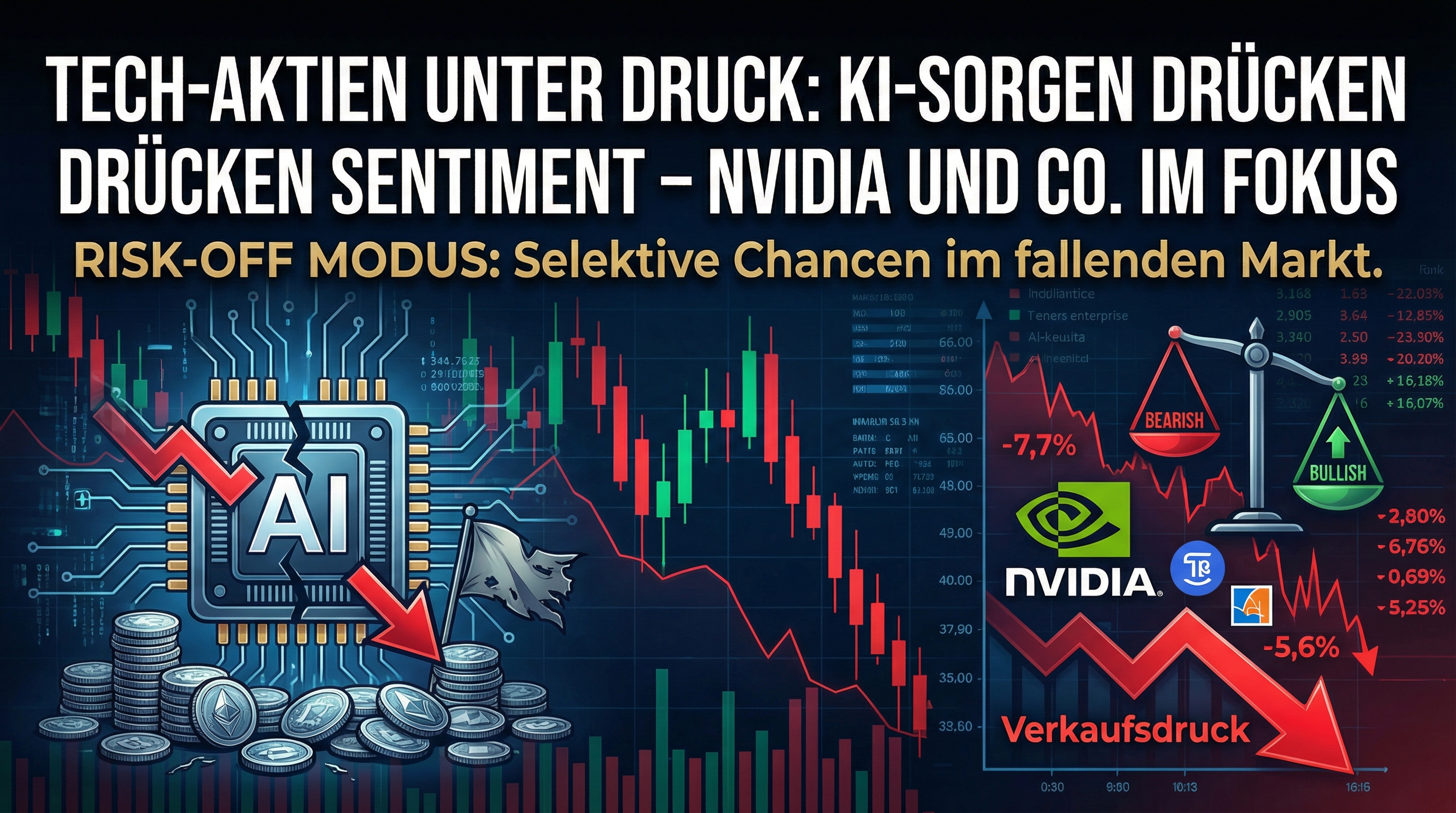 Tech-Aktien unter Druck: KI-Sorgen drücken Sentiment – Nvidia und Co. im Fokus