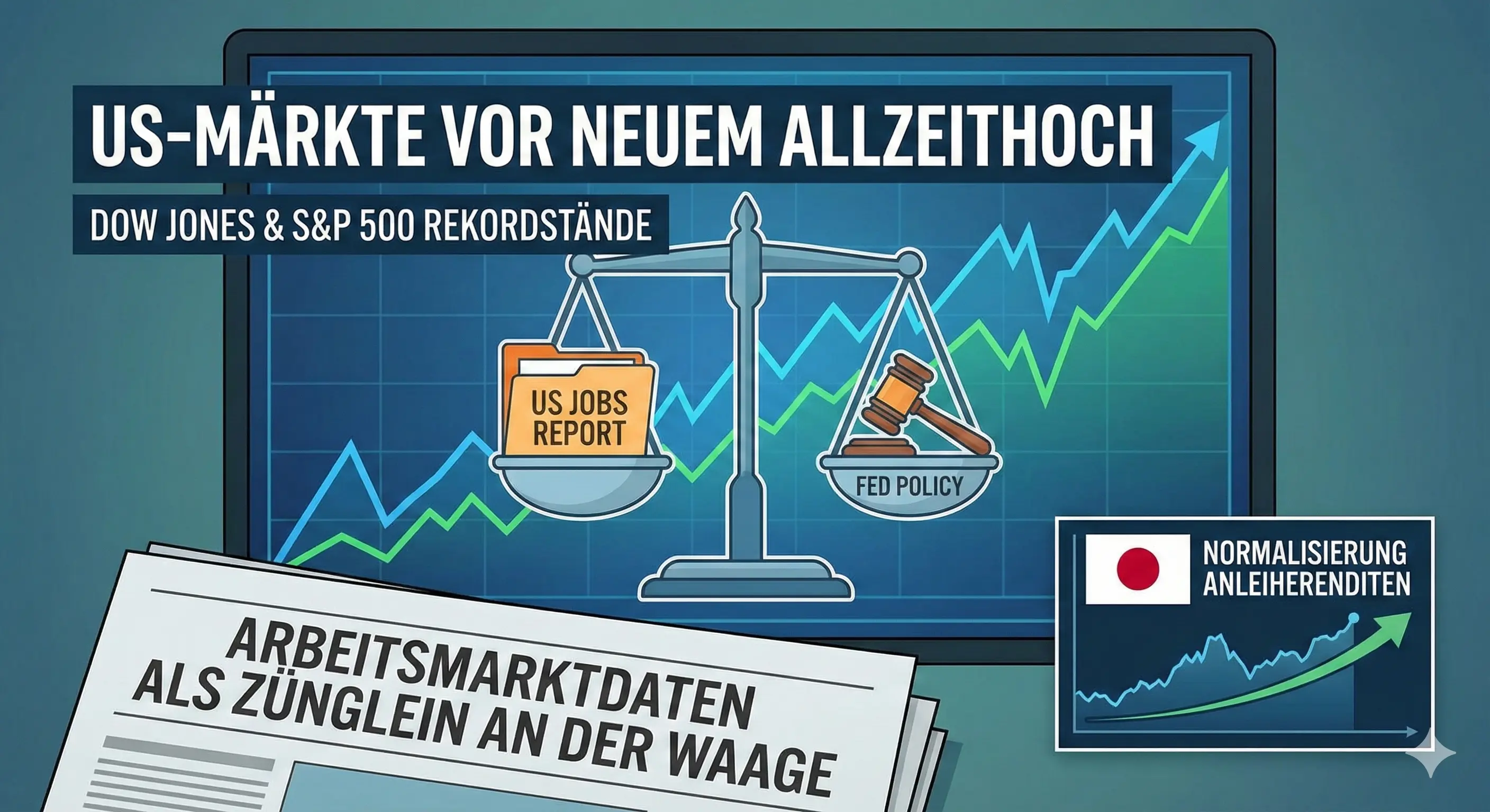 US-Märkte vor neuem Allzeithoch – Arbeitsmarktdaten als Zünglein an der Waage